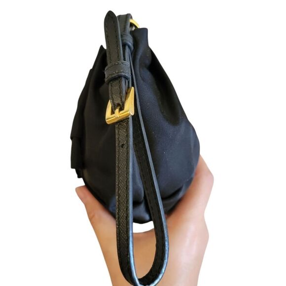 Prada Bow-Detailed Nylon Wristlet Clutch in Black - Picture 10 of 16